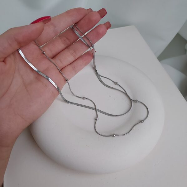 گردنبند 2لاین نقره ایی